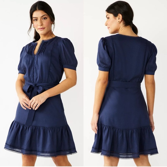 Draper James RSVP Puff Sleeve Tiered Dress Large - Picture 12 of 12